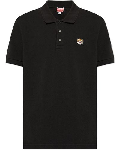 KENZO Polo With A Tiger Head Patch, - Black