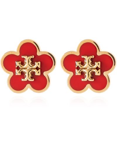 Tory Burch Brass Earrings, - Red