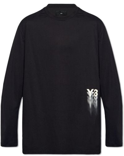 Y-3 T-shirt With Long Sleeves, - Blue
