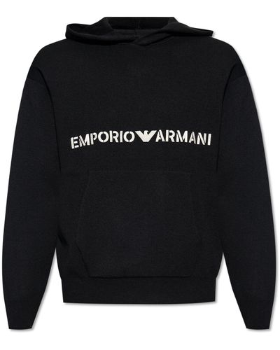Emporio Armani Hoodie With Logo - Black
