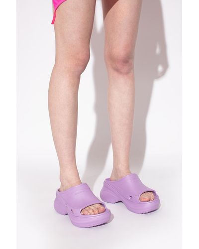Balenciaga Pool Crocstm Slide Sandal - Purple