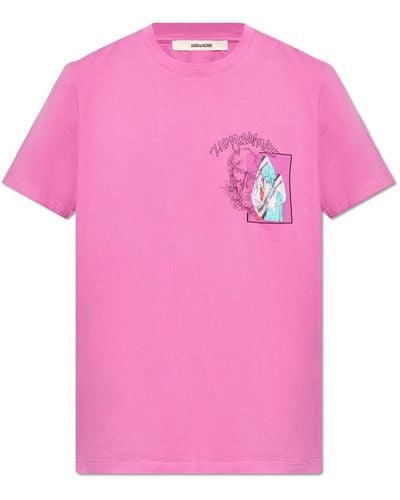 Zadig & Voltaire 'ted' T-shirt With Print, - Pink