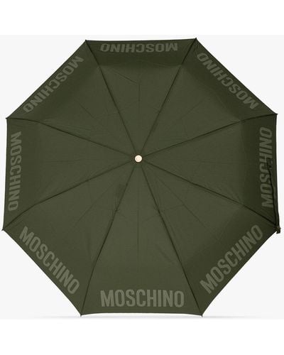 Moschino Folding Umbrella With Logo, - Green