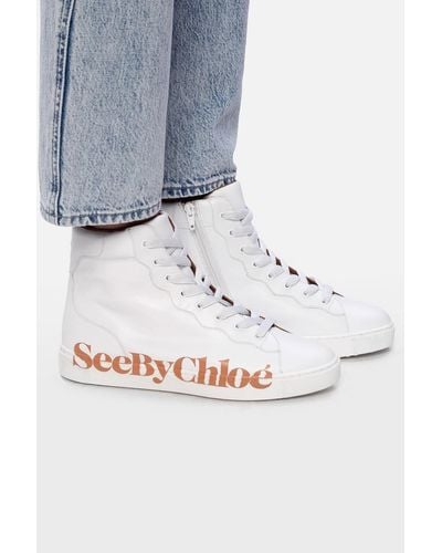 See By Chloé Branded High-top Sneakers - White