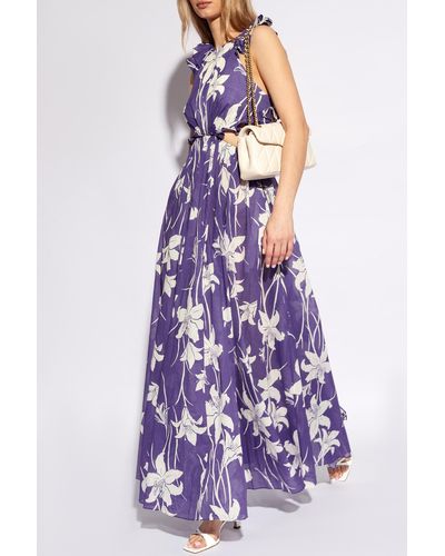 Zimmermann Dress With Floral Motif, - Purple
