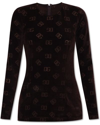 Dolce & Gabbana Top With Logo - Black