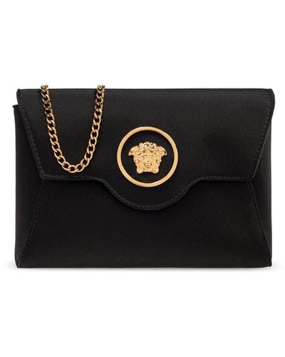 Versace Satin Shoulder Bag, - Black