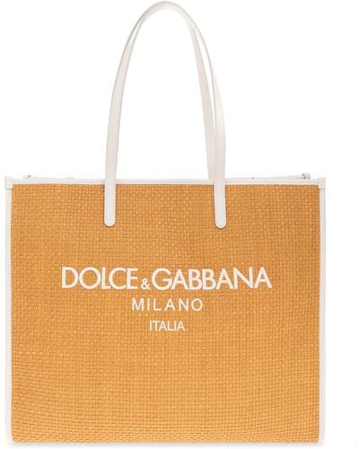 Dolce & Gabbana Shopper Bag With Logo, - Orange