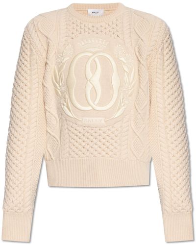 Bally Wool Jumper With Logo - Natural