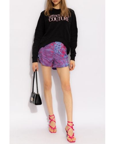 Versace Denim Shorts, - Purple