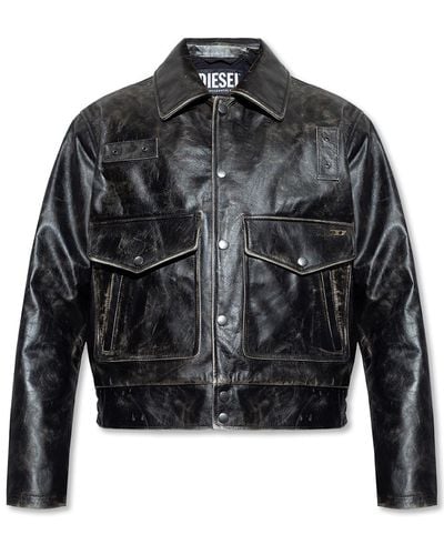 DIESEL 'l-muddy' Leather Jacket - Black