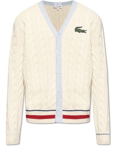 Lacoste Cardigan With Logo, - Natural