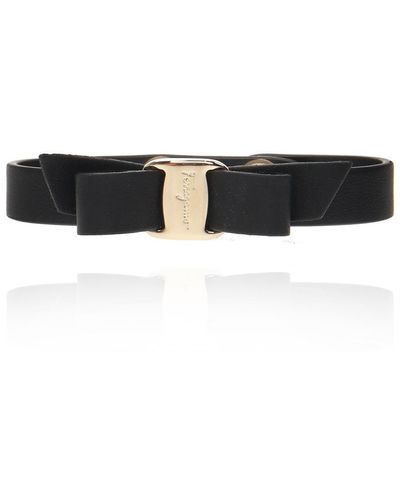 Ferragamo Bow Leather Bracelet - Black