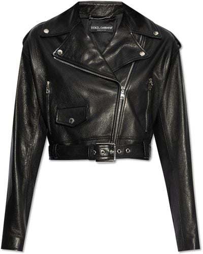 Dolce & Gabbana Leather Jacket, - Black