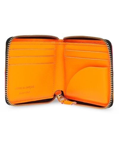 Comme des Garçons Leather Wallet, - Orange