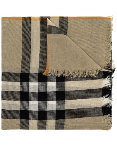 Burberry Check Pattern Scarf, - Green