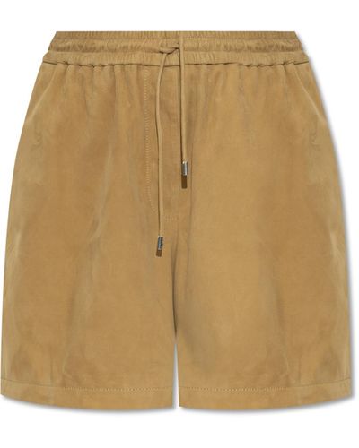 Loewe Leather Shorts - Natural