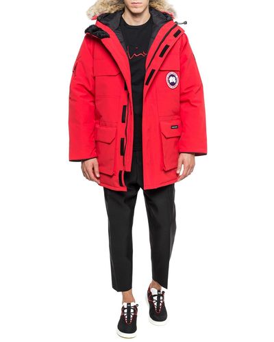 Canada Goose Hooded Down Jacket - Red