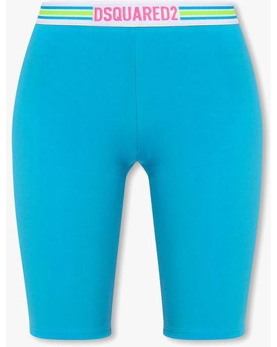 DSquared² Cropped Leggings With Logo, - Blue