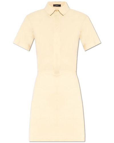 Theory Dress With Collar, - White