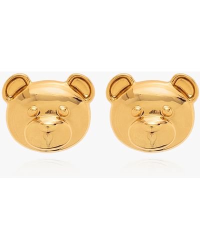 Moschino Clip-on Earrings With Teddy Bear Head, - Metallic