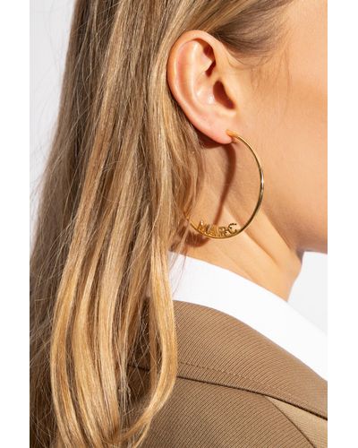 Marc Jacobs Brass Earrings With Logo - Brown