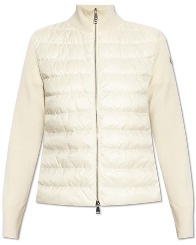 Moncler Cardigan With Quilted Inserts - Natural