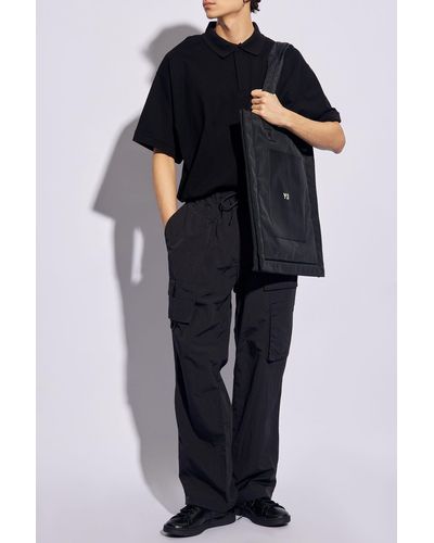 Y-3 Cotton Polo Shirt, - Black