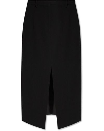 Theory Skirt With Front Slit, - Black