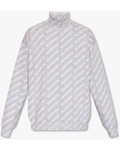 Balenciaga Patterned Turtleneck Sweater - Grey