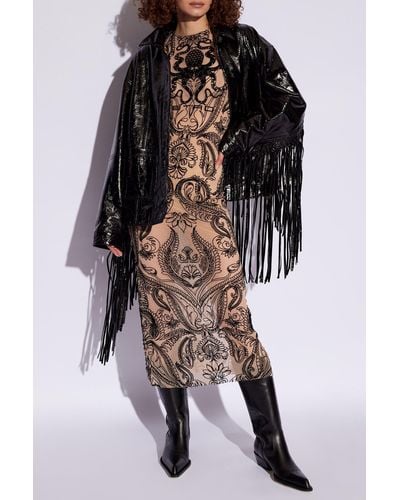 Etro Tulle Dress With A Flocked Pattern - Black