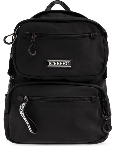Iceberg Backpack With Logo, - Black