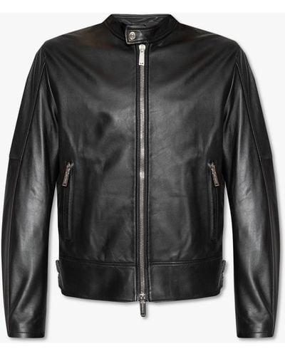 DSquared² Zippered Leather Jacket - Black