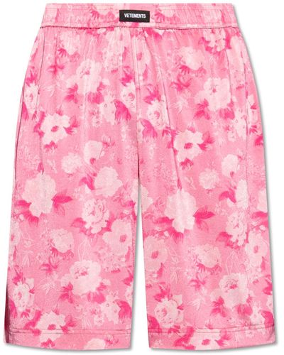 Vetements Shorts With Floral Motif, - Pink