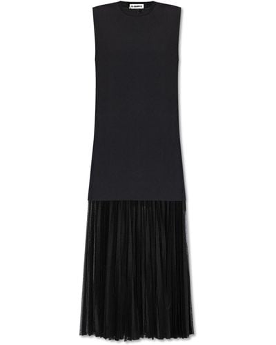 Jil Sander Dress With Decorative Finish, - Black