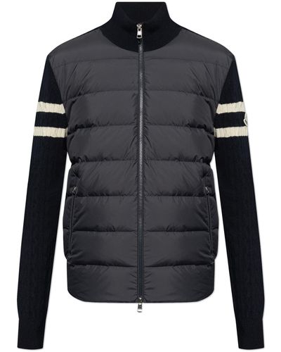Moncler Jumper With Quilted Front, - Black