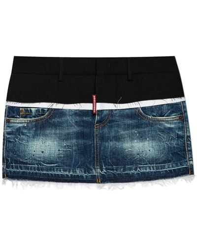 DSquared² Skirt Made Of Combined Materials, - Black