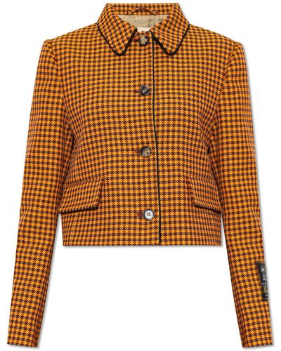 Marni Checked Cropped Jacket - Brown
