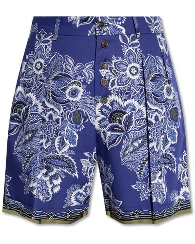 Etro Printed Shorts, - Blue