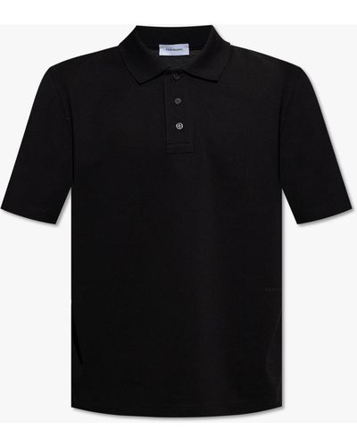 Ferragamo Polo Shirt With Logo, - Black