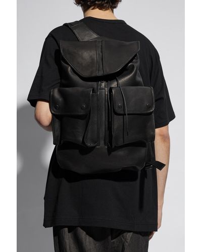 Yohji Yamamoto Leather Backpack, - Black