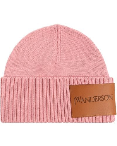 JW Anderson Wool Beanie With Logo, - Pink