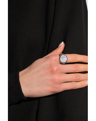 AllSaints Ring With Logo, - Gray