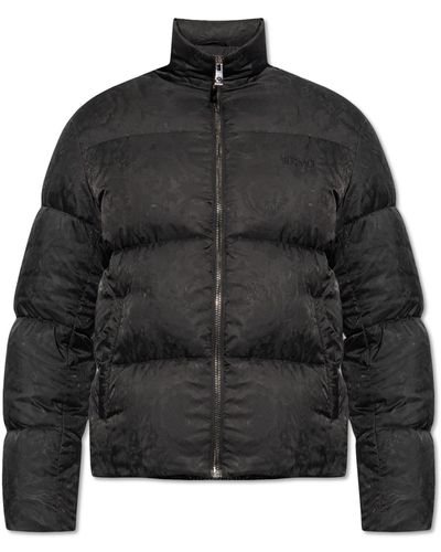 Versace Down Jacket With `Barocco` Motif - Black