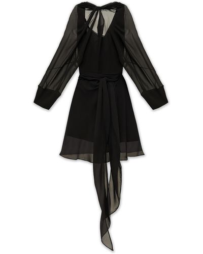 Maison Margiela Silk Dress With Tie Detail - Black