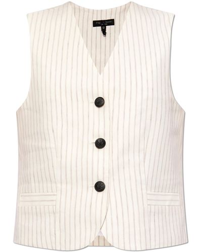 Rag & Bone Striped Pattern Vest, - Natural