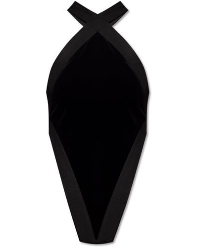 Saint Laurent Velvet Bodysuit, - Black