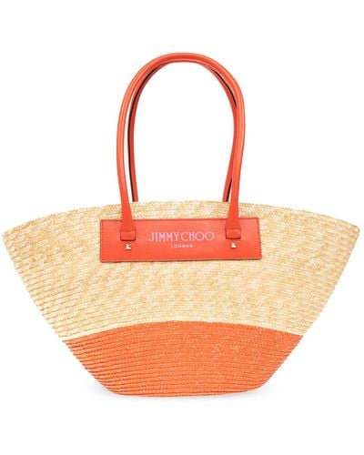 Jimmy Choo ‘Beach Basket Medium’ Shopper Bag - Orange
