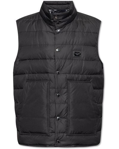 Dolce & Gabbana Quilted Vest With Logo - Black