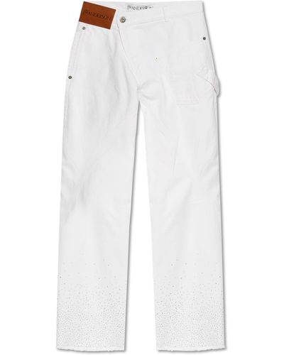 JW Anderson Jeans With Sparkling Crystals - White